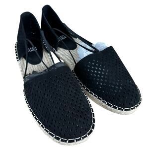 Eileen Fisher NWB Lee 2 Black Tumbled Nubuck Sandal Size 10M Espadrille Flat